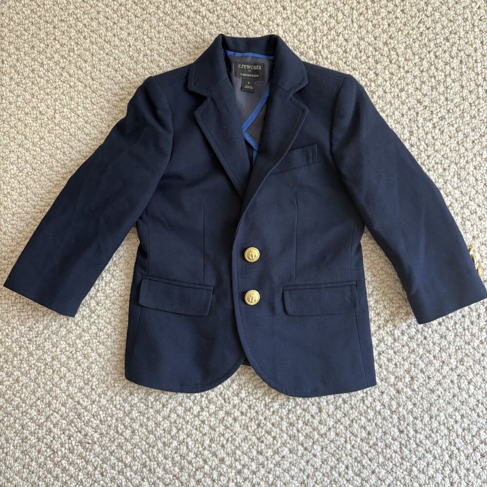 Crewcuts 2 Years Thompson Blazer Jacket Boys Navy J Crew Wool Blend Gold Buttons